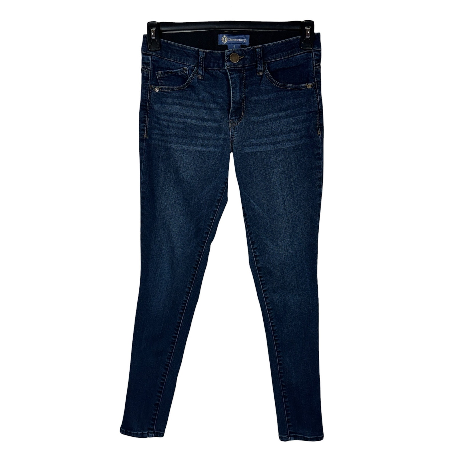 Democracy Sz 4 âAbâSolution Skinny Jeans Stretch Mid-Rise Zip-Fly Whiskered